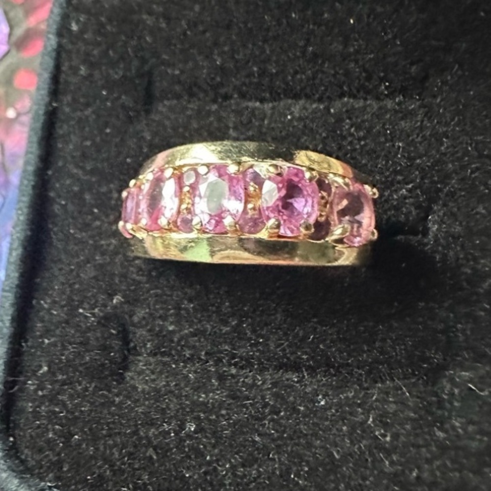 Solid 14Kt Gold Pink Sapphire Ring - Picture 2 of 15